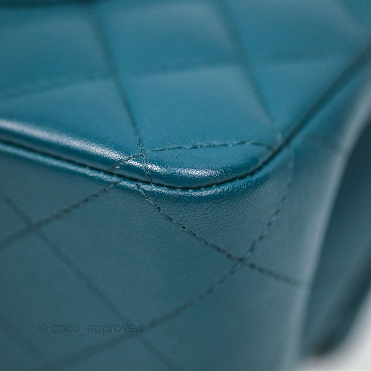 Chanel Classic M/L Medium Flap Quilted Teal Lambskin Silver Hardware