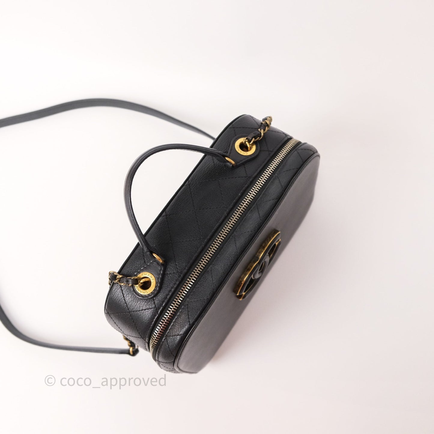 Chanel Coco Curve Vanity Black Calfskin & Goatskin Antique Gold Hardware
