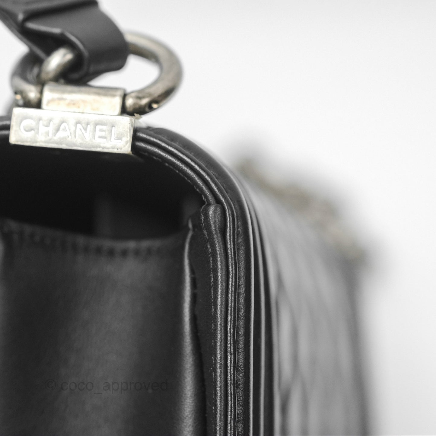 Chanel Small Boy Quilted Black Calfskin Ruthenium Hardware