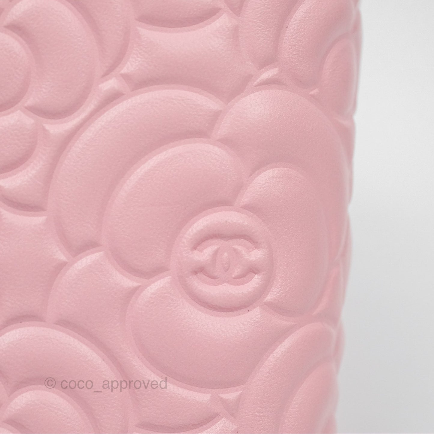 Chanel Vanity with Chain Camellia Embossed Pink Lambskin Gold Hardware