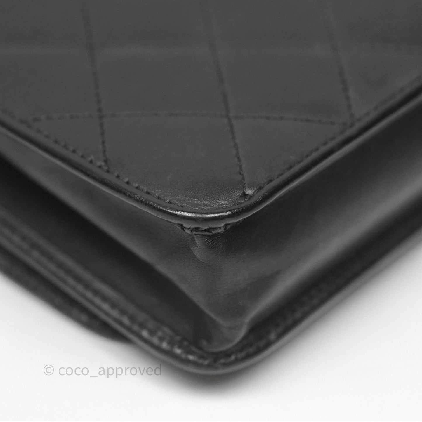 Chanel Quilted Wallet on Chain WOC Cambon Black Calfskin Silver Hardware