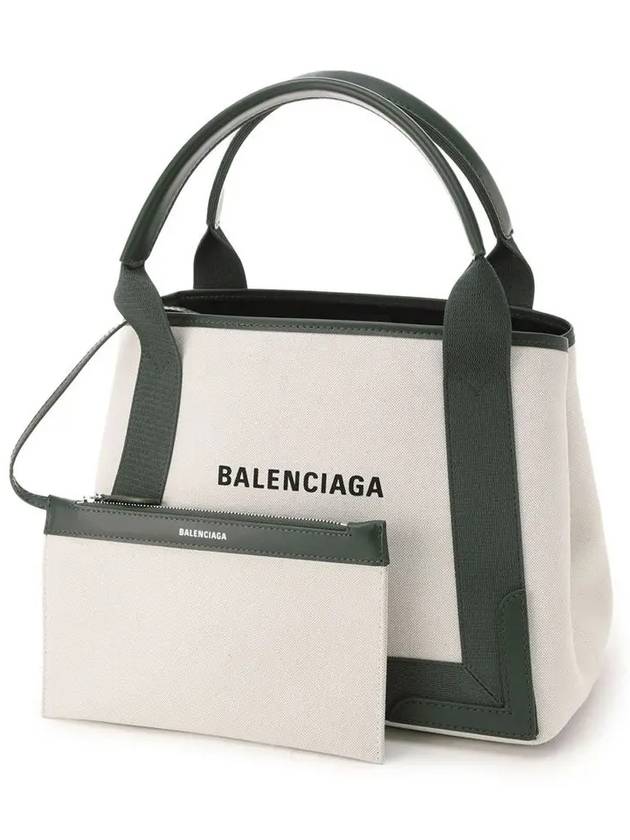 Luxury Balenciaga Cabas Logo Canvas Small Tote Bag Dark Khaki