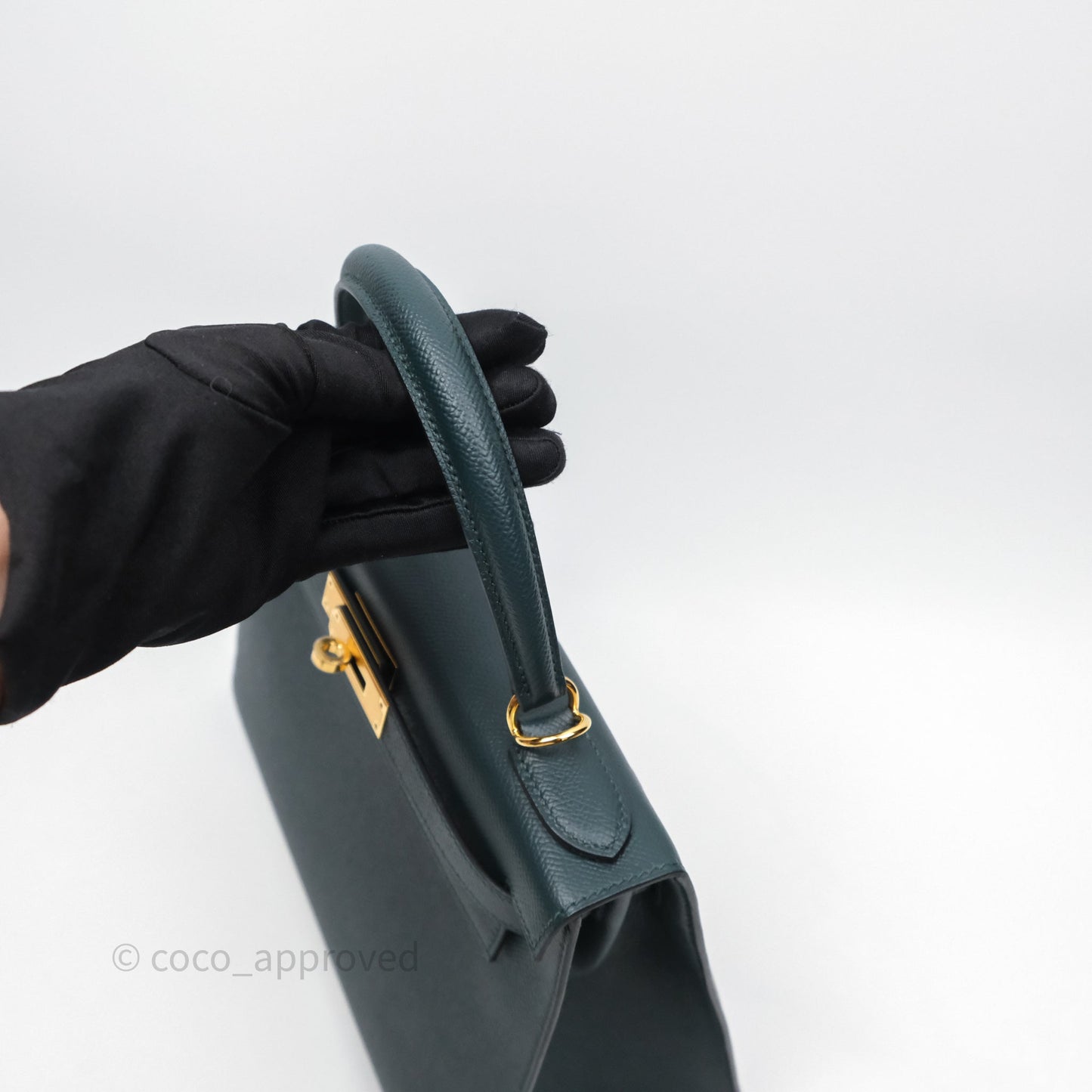Hermès Kelly 28 Sellier Vert Cypres 6O Epsom Gold Hardware