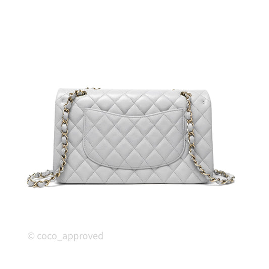 Chanel M/L Medium Classic Flap Quilted Grey Caviar Gold Hardware