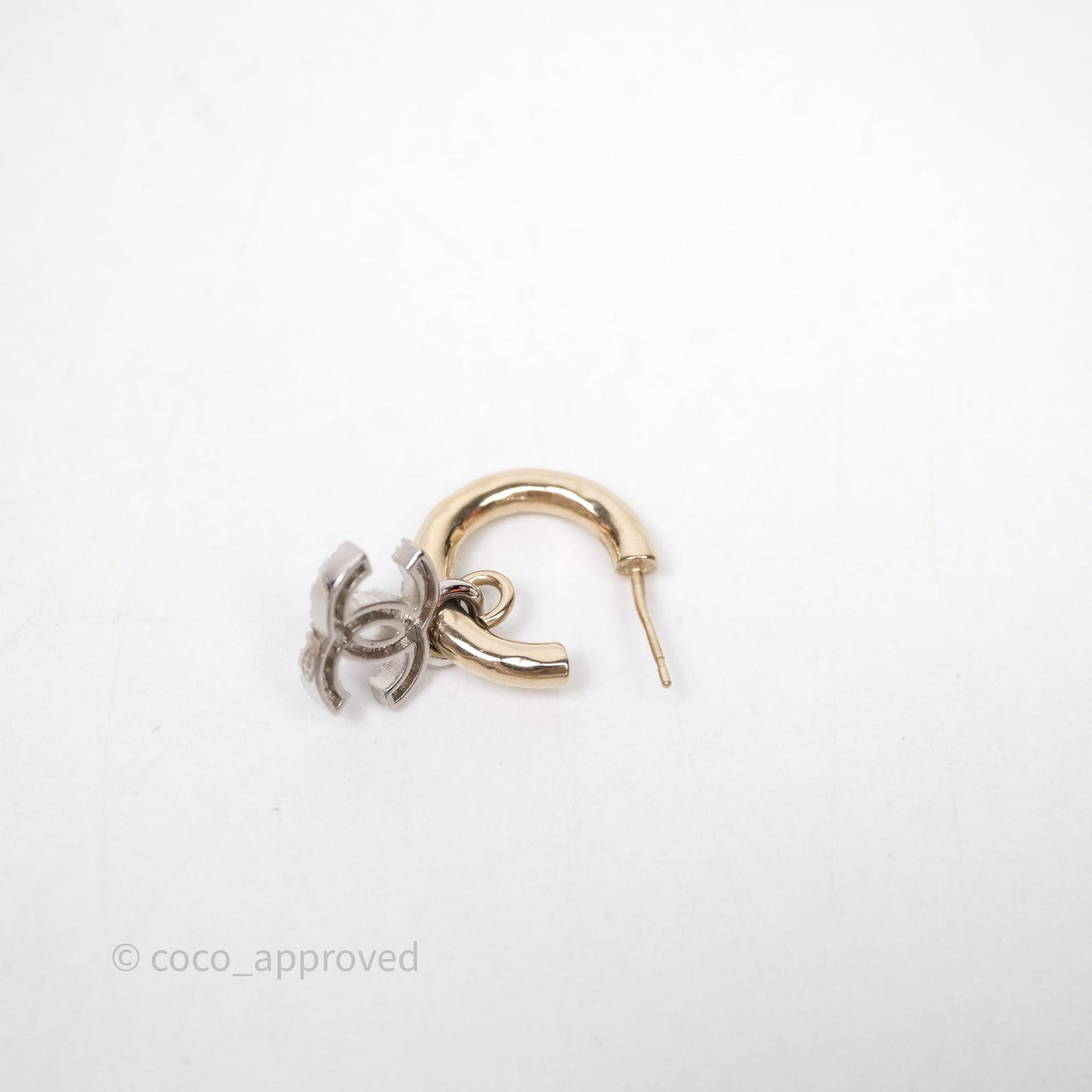 Chanel CC Hoop Logo Crystals Gold Earrings 22S
