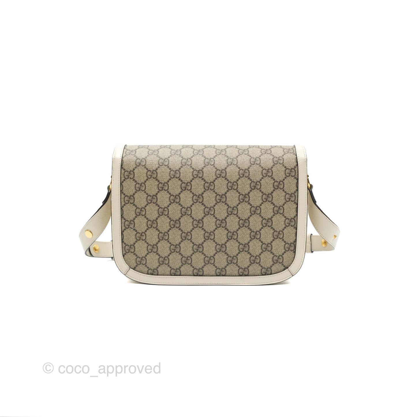 Gucci Horsebit 1955 GG Supreme Canvas White Shoulder Bag Gold Hardware