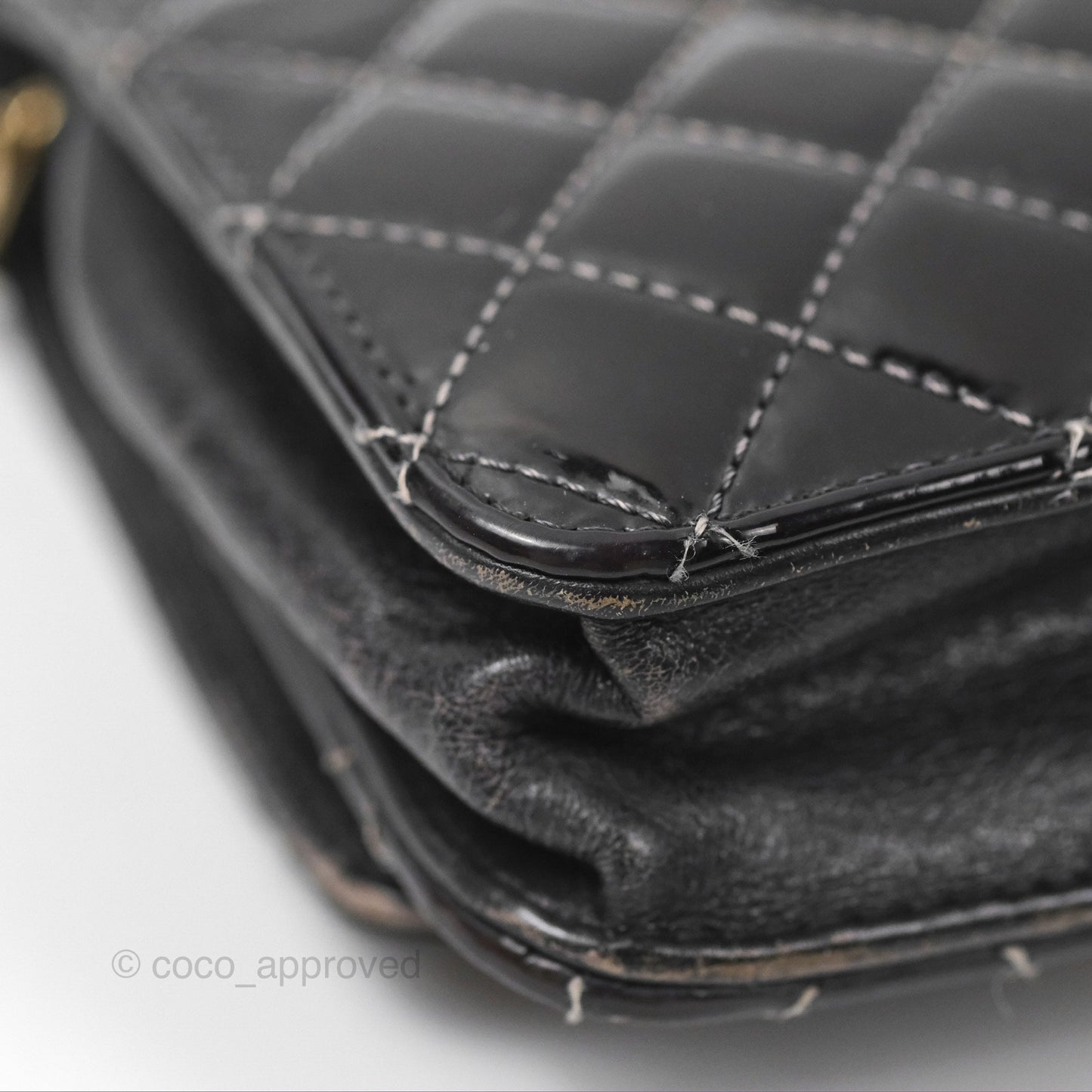 Chanel Golden Class Wallet On Chain WOC Black Patent Gold Hardware