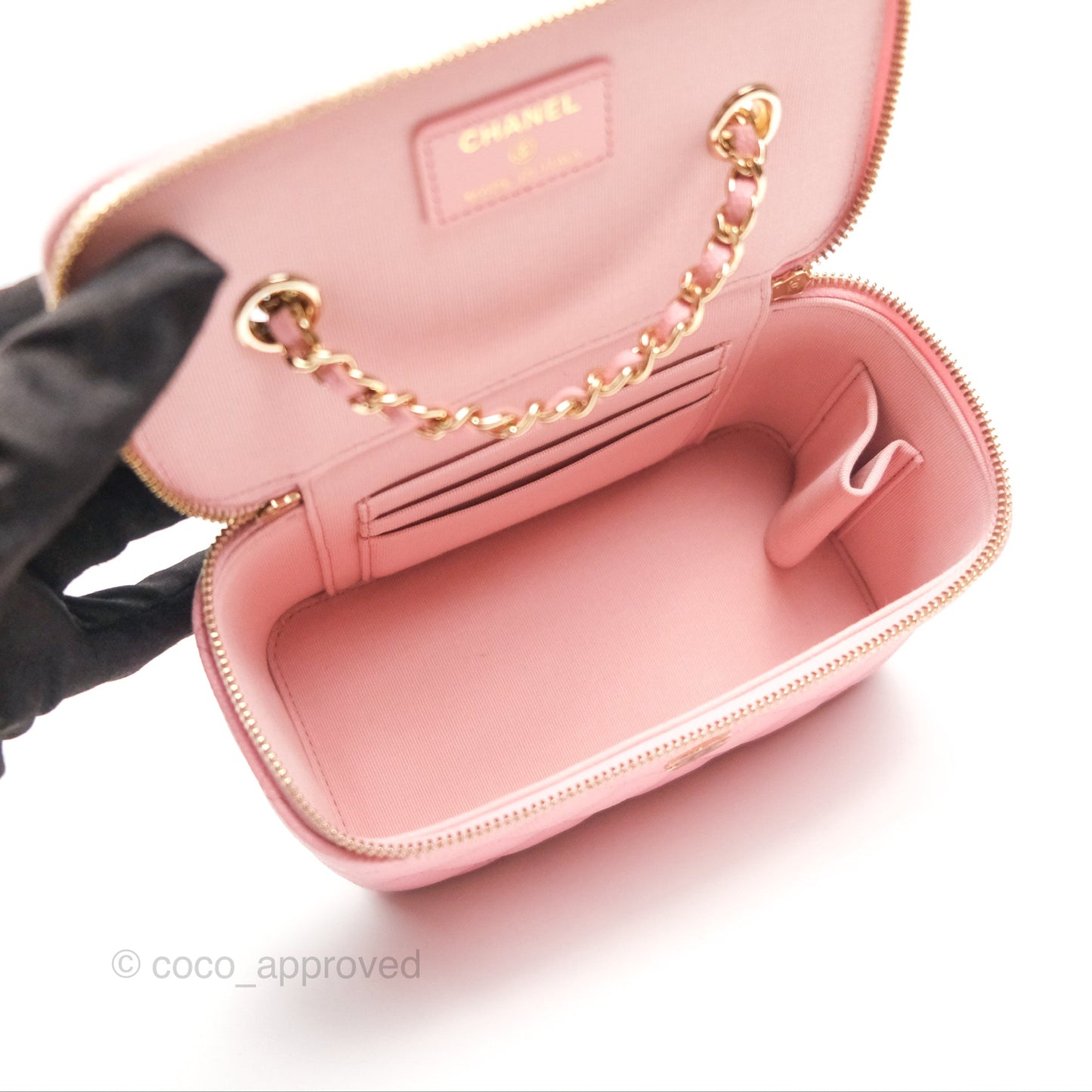 Chanel Classic Vanity With Chain Pink Caviar Gold Hardware