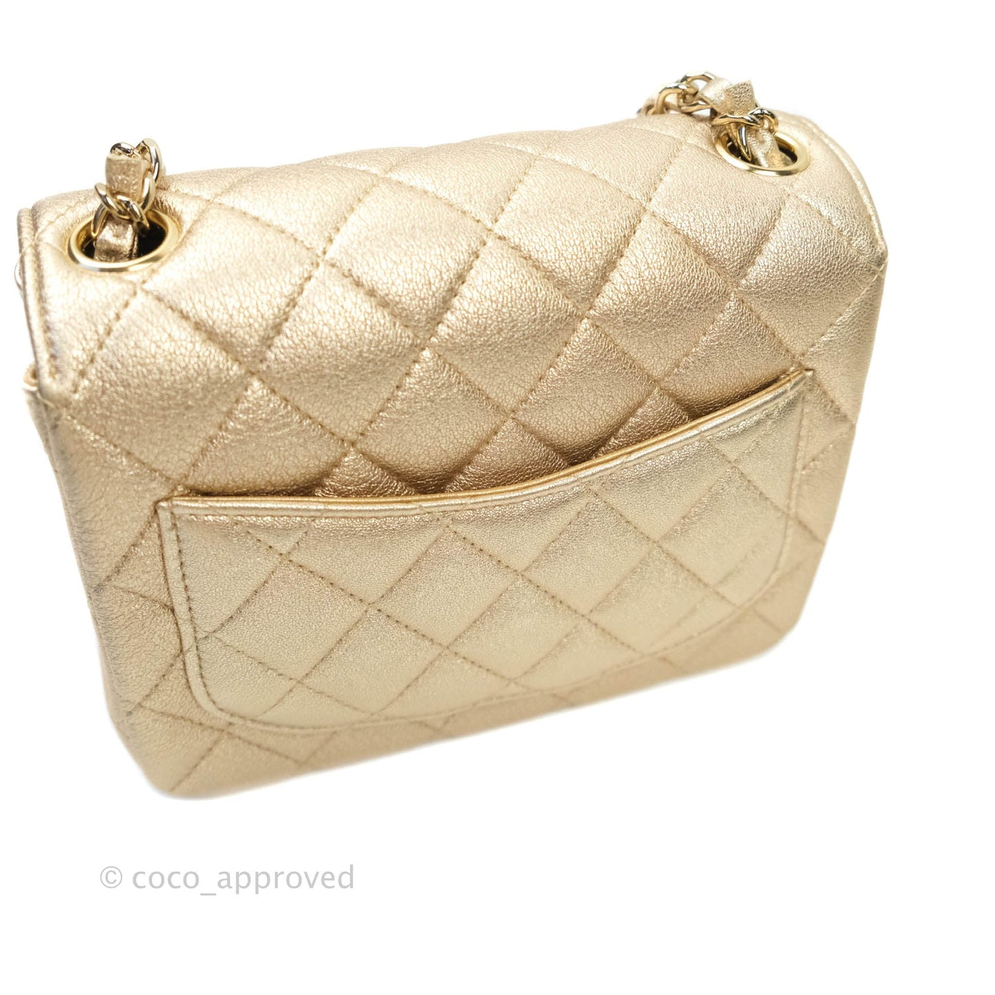 Chanel Classic Quilted Mini Square Gold Lambskin Gold Hardware 21P