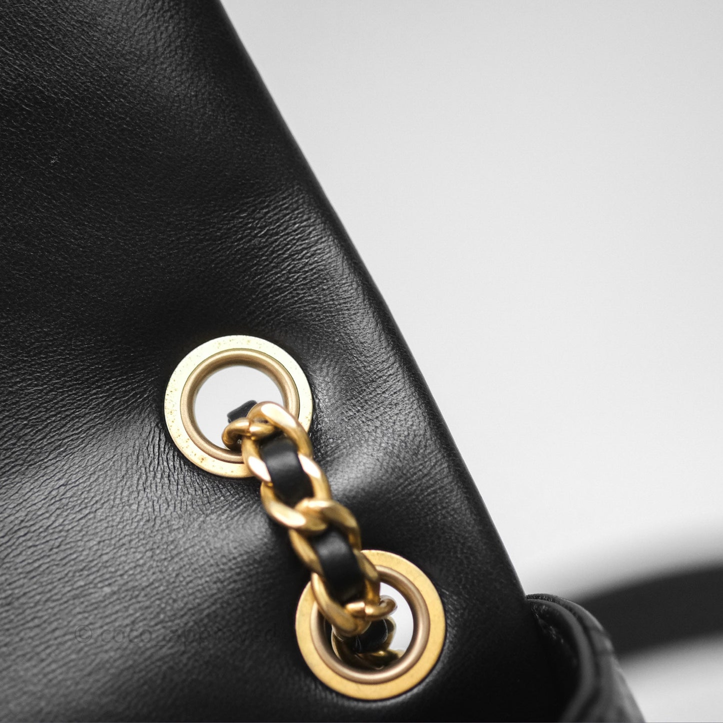 Chanel Quilted Flap Bag Black Lambskin Aged Gold Hardware 22P