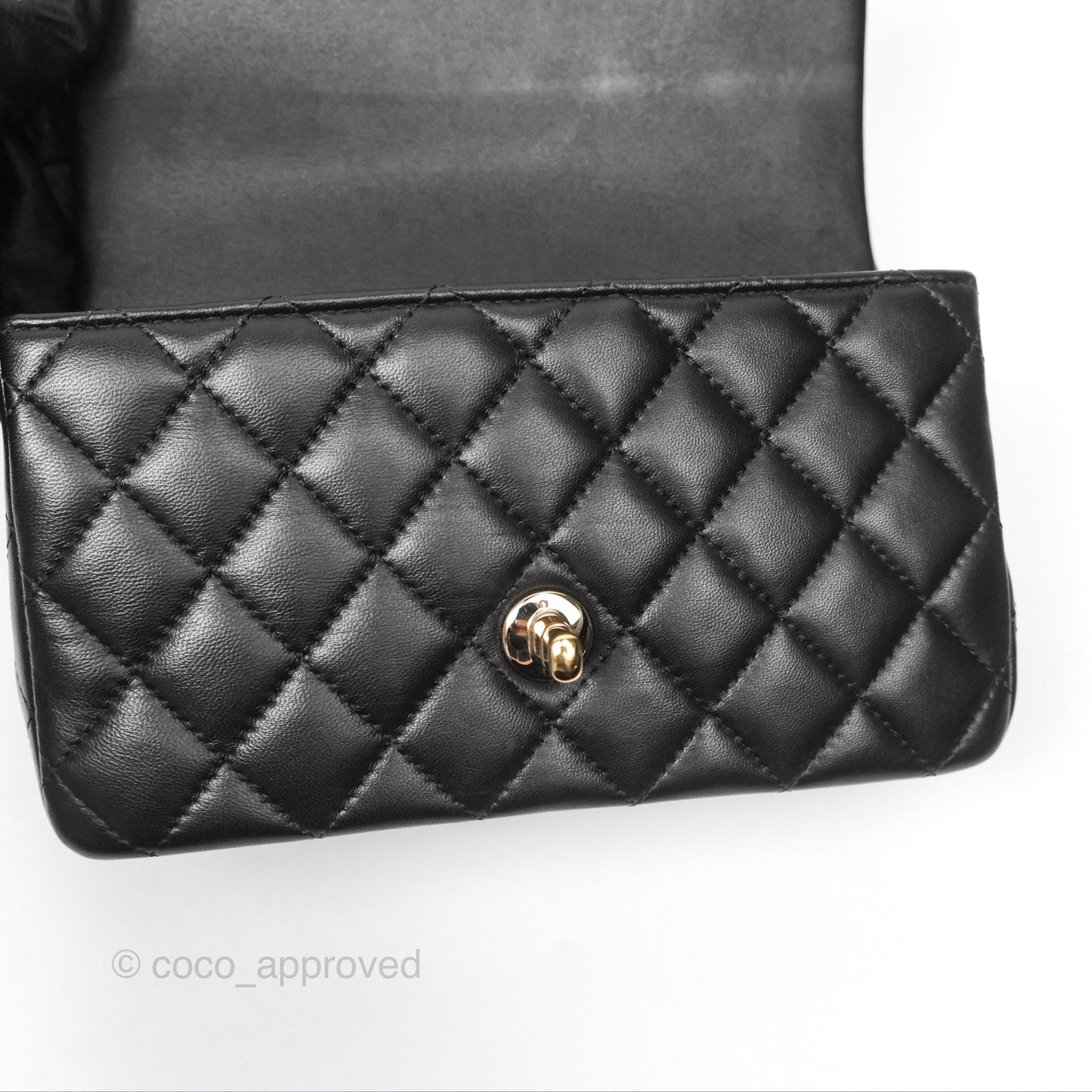 Chanel Top Handle Mini Rectangular Flap Bag Black Lambskin Gold Hardware