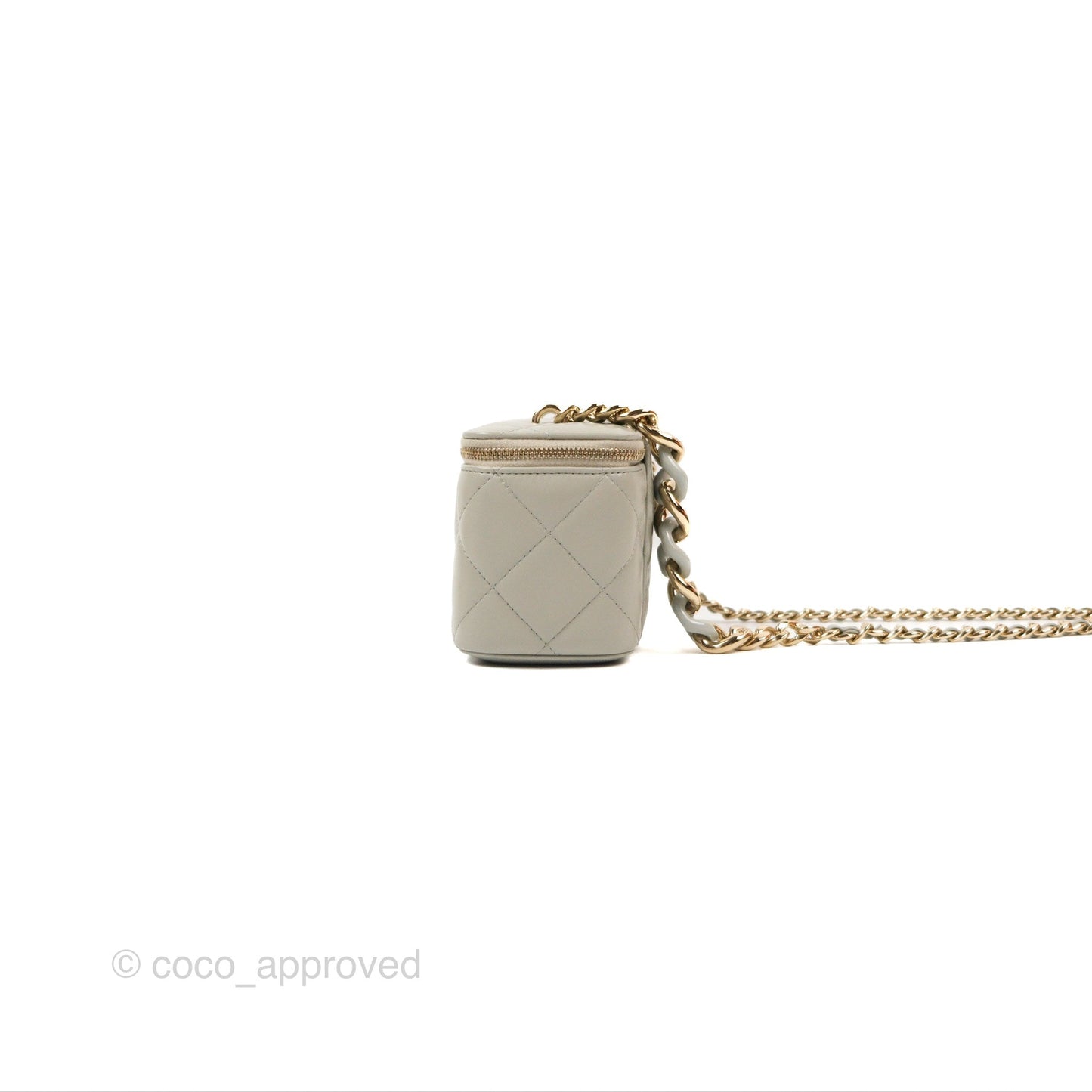 Chanel Vanity with Resin Chain Grey Lambskin Gold Hardware