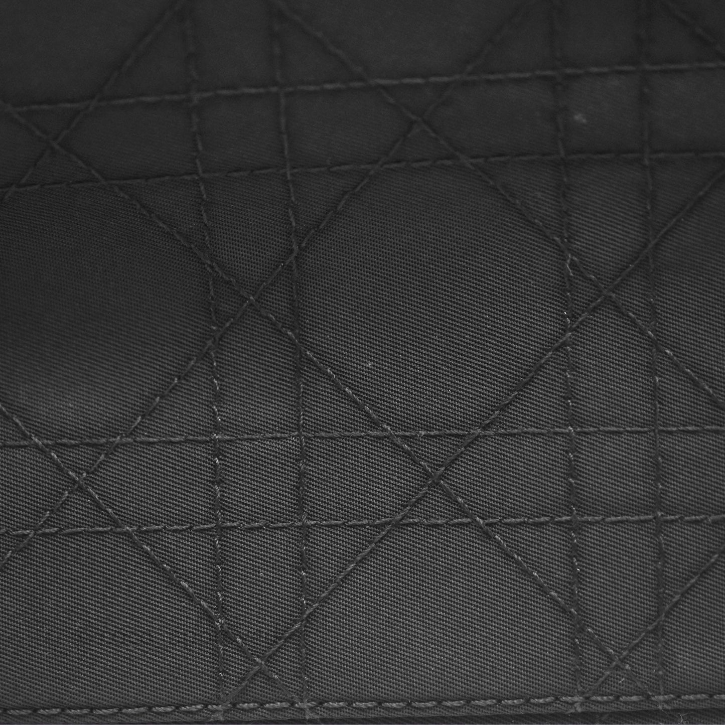 Christian Dior Vintage Large Lady Dior Cannage Fabric Black Silver Hardware