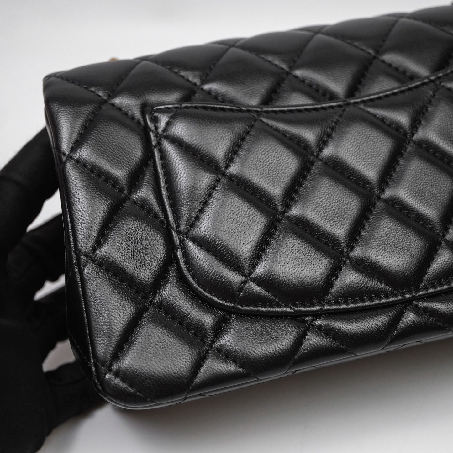 Chanel Quilted Mini Rectangular Black Lambskin Gold Hardware