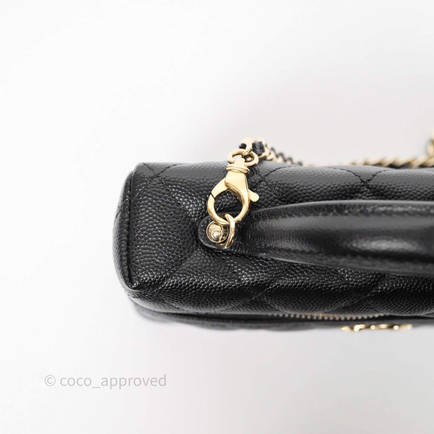 Chanel Top Handle Long Vanity with Chain Black Caviar Gold Hardware 25C