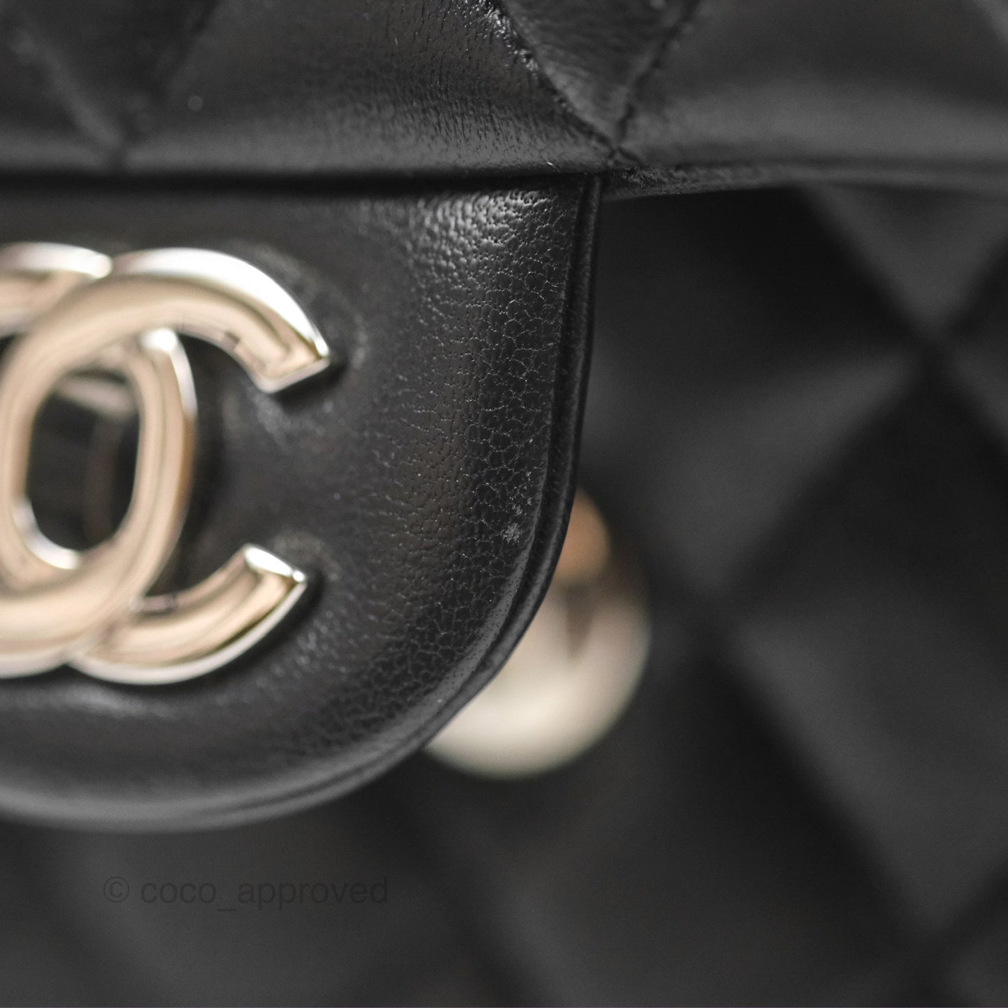 Chanel Mini Square Flap Quilted Black Lambskin Silver Hardware