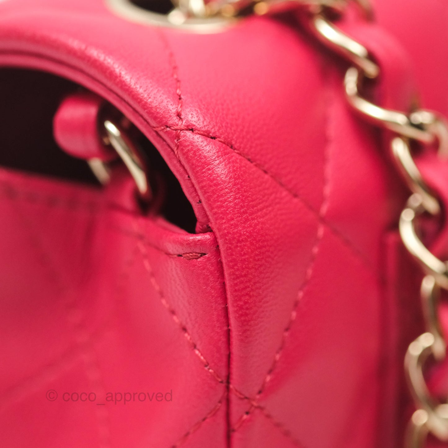 Chanel Quilted Mini Rectangular Flap Berry Red Lambskin Gold Hardware