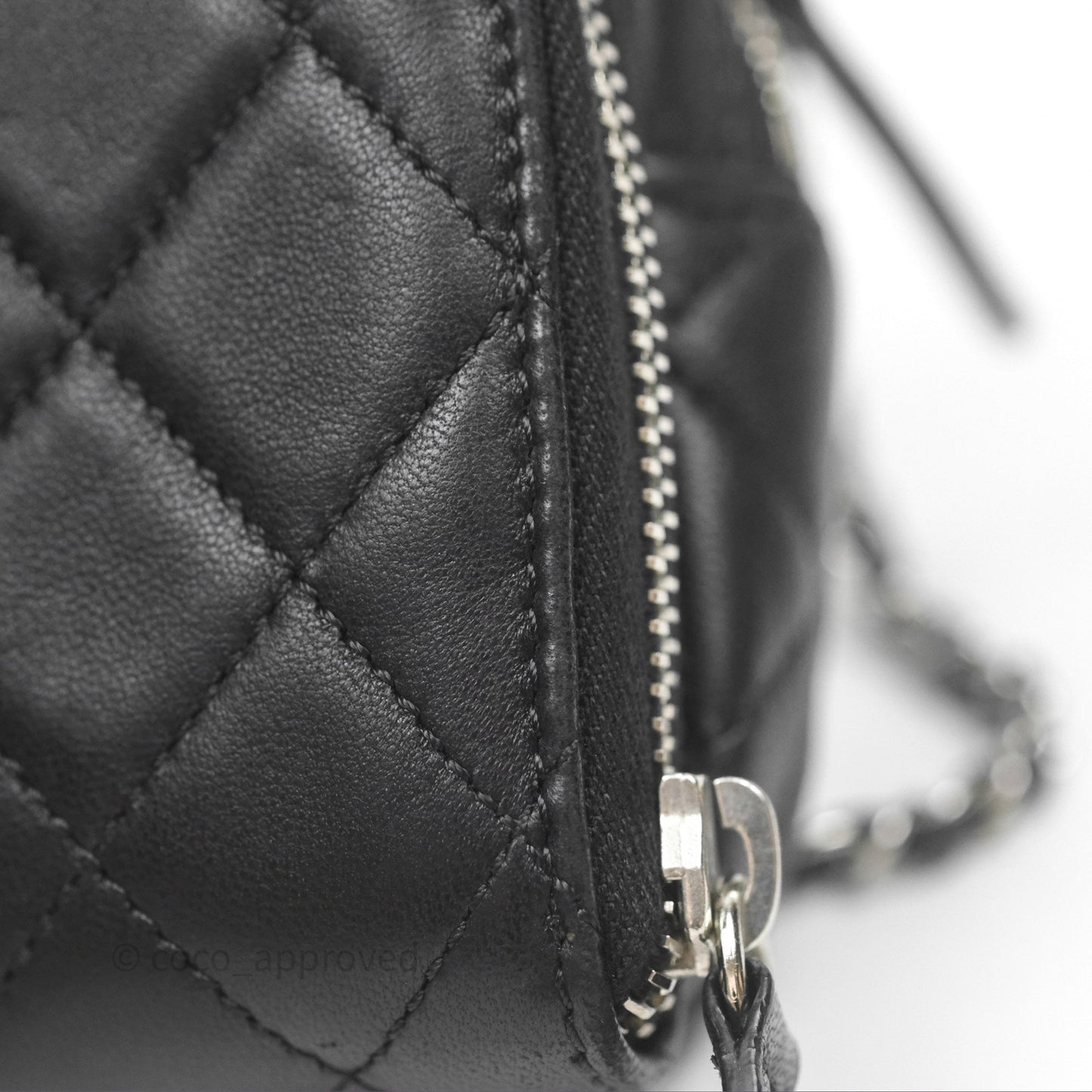 Chanel Mini Quilted Double Pouch Bag Lambskin Sliver Hardware