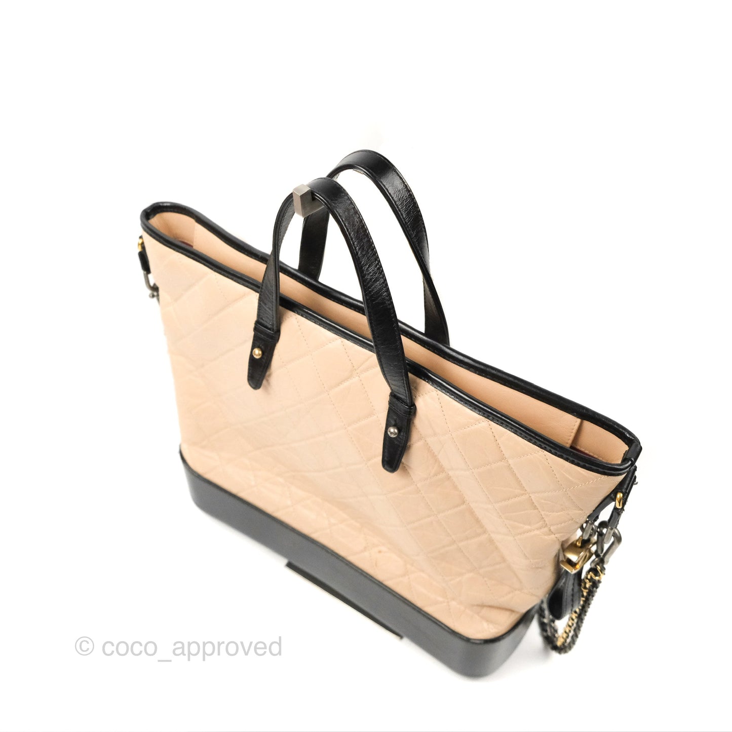 Chanel Large Gabrielle Shopping Tote Quilted Beige Aged Calfskin