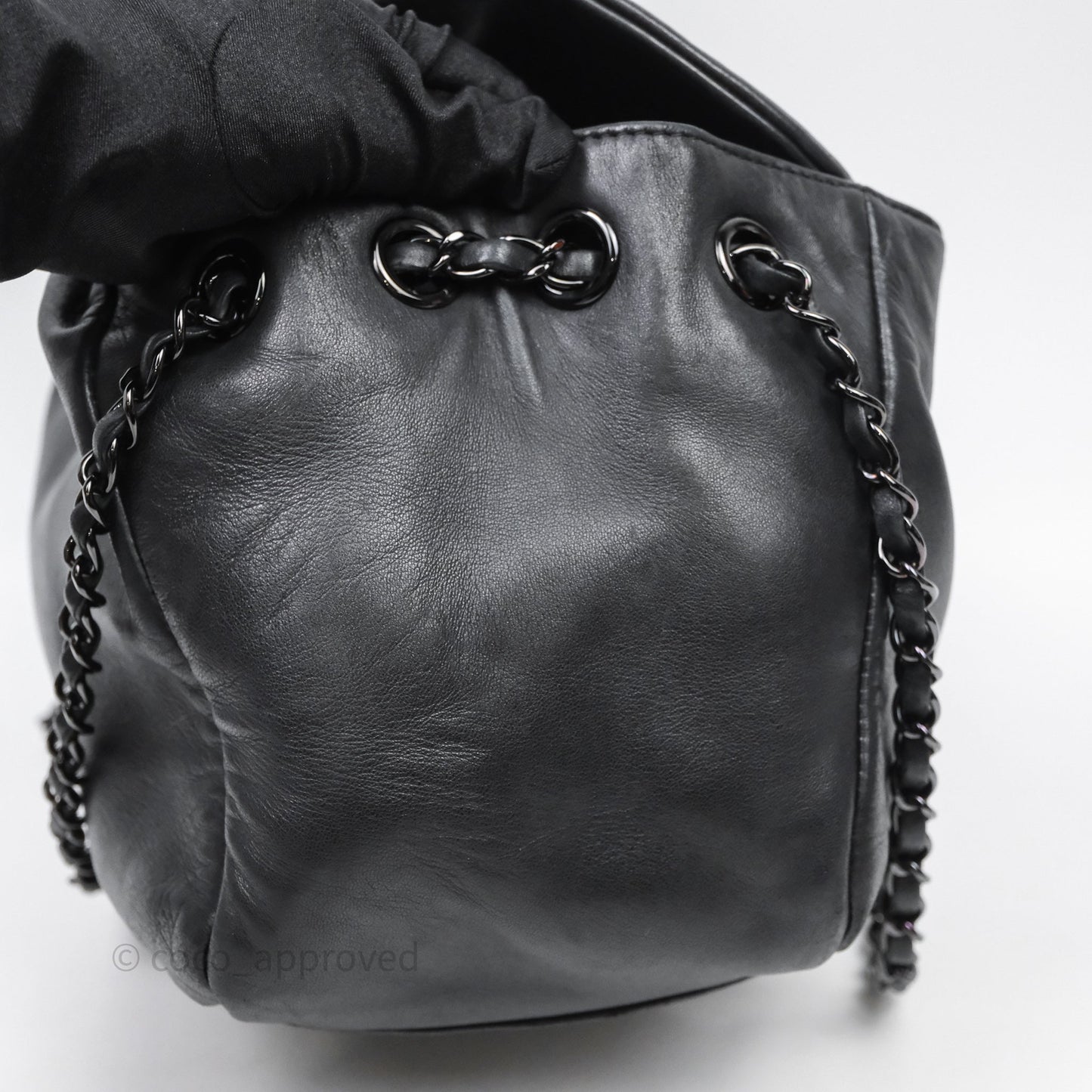 Chanel Lambskin Studded Accordion Black CC Flap Bag So Black Hardware