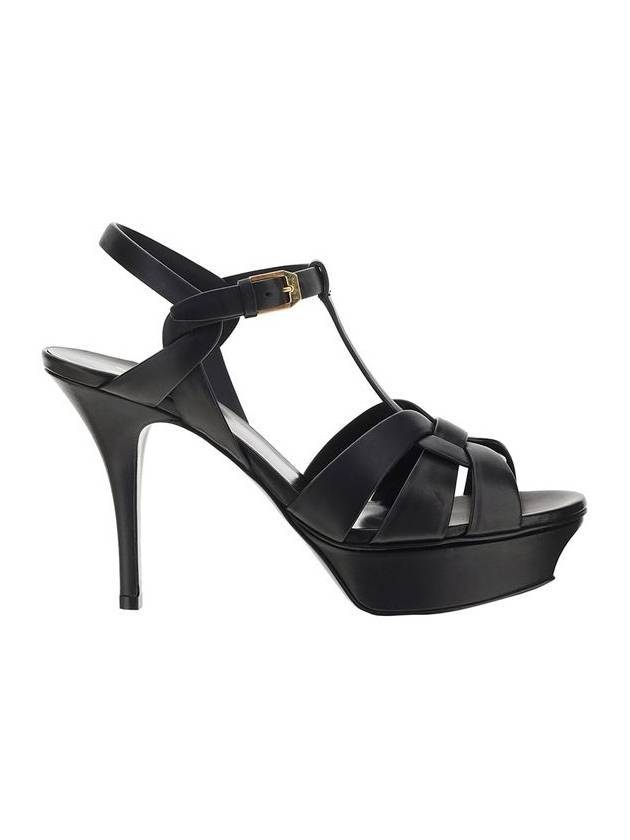 Luxury Saint Laurent Tribute Platform Sandals Heel Black