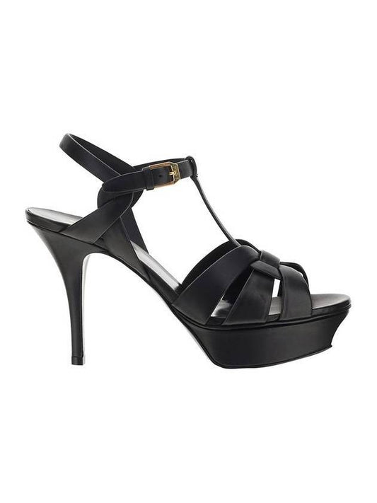 Luxury Saint Laurent Tribute Platform Sandals Heel Black