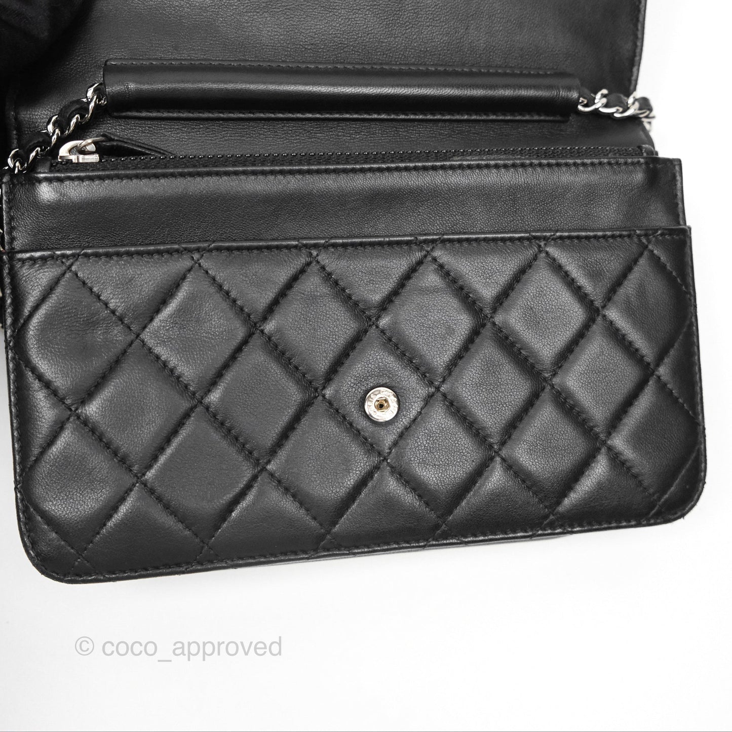 Chanel Quilted Wallet on Chain WOC Black Lambskin Palladium Hardware