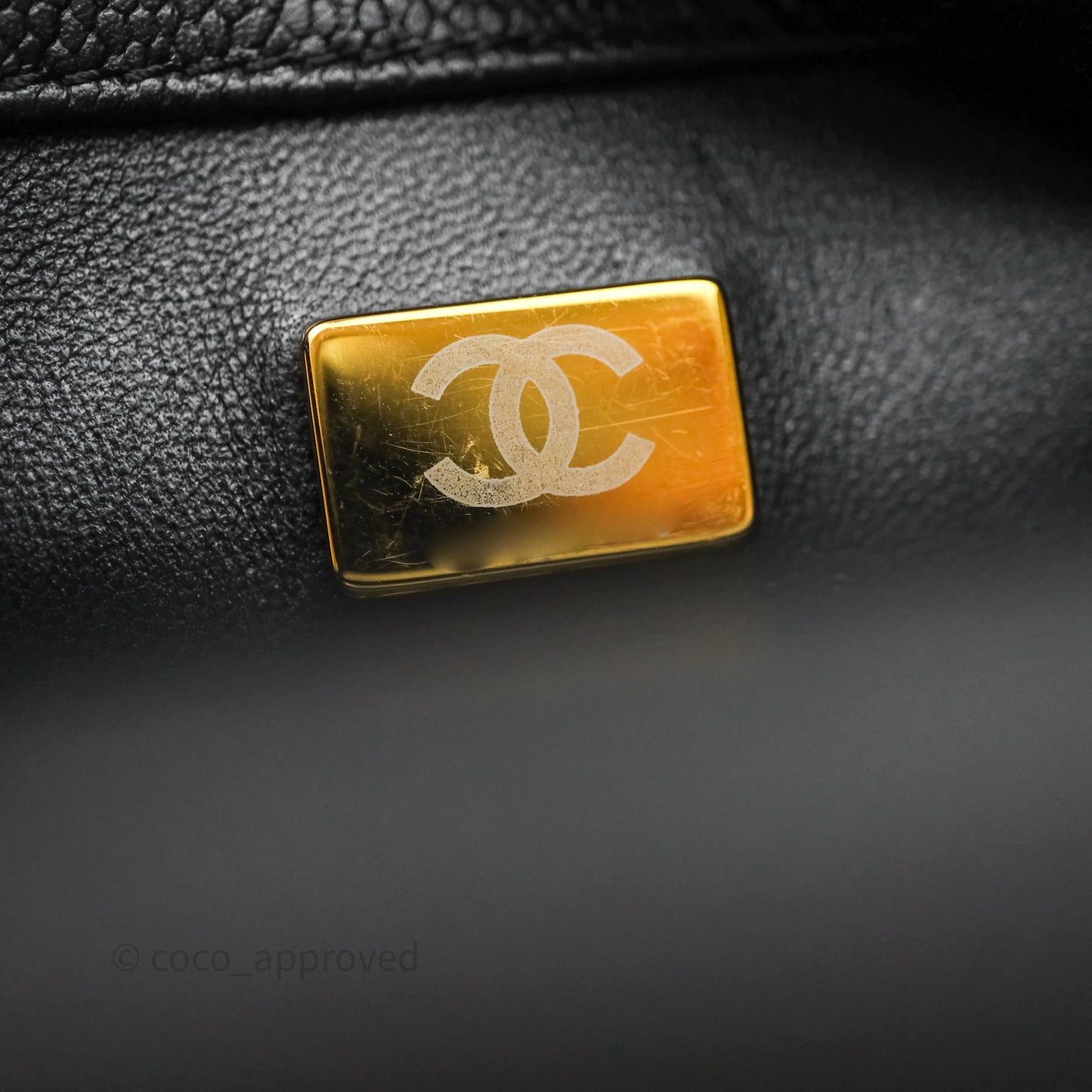 Chanel Mini Flap Bag Heart Adjustable Chain Black Caviar Aged Gold Hardware