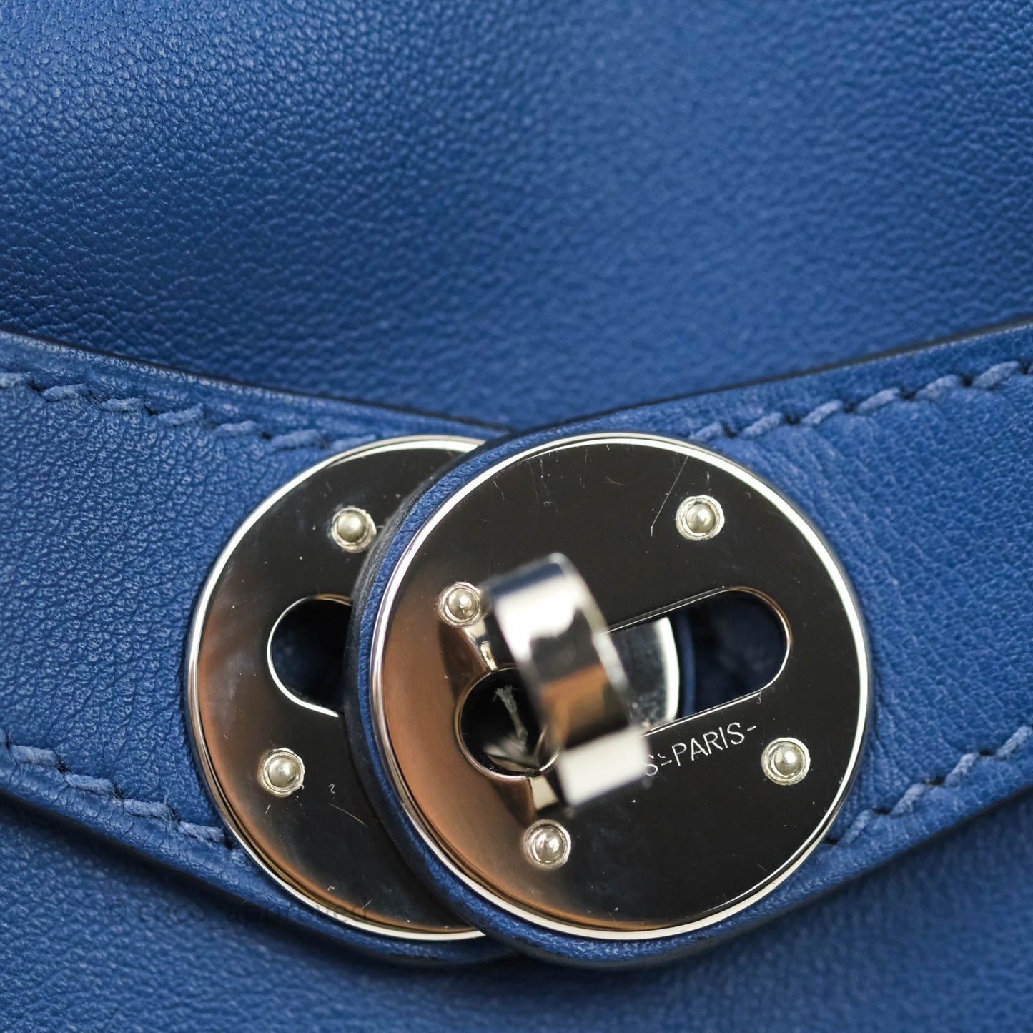 Hermès Lindy 26 Tressage de Cuir Swift Bleu Brighton Palladium Hardware