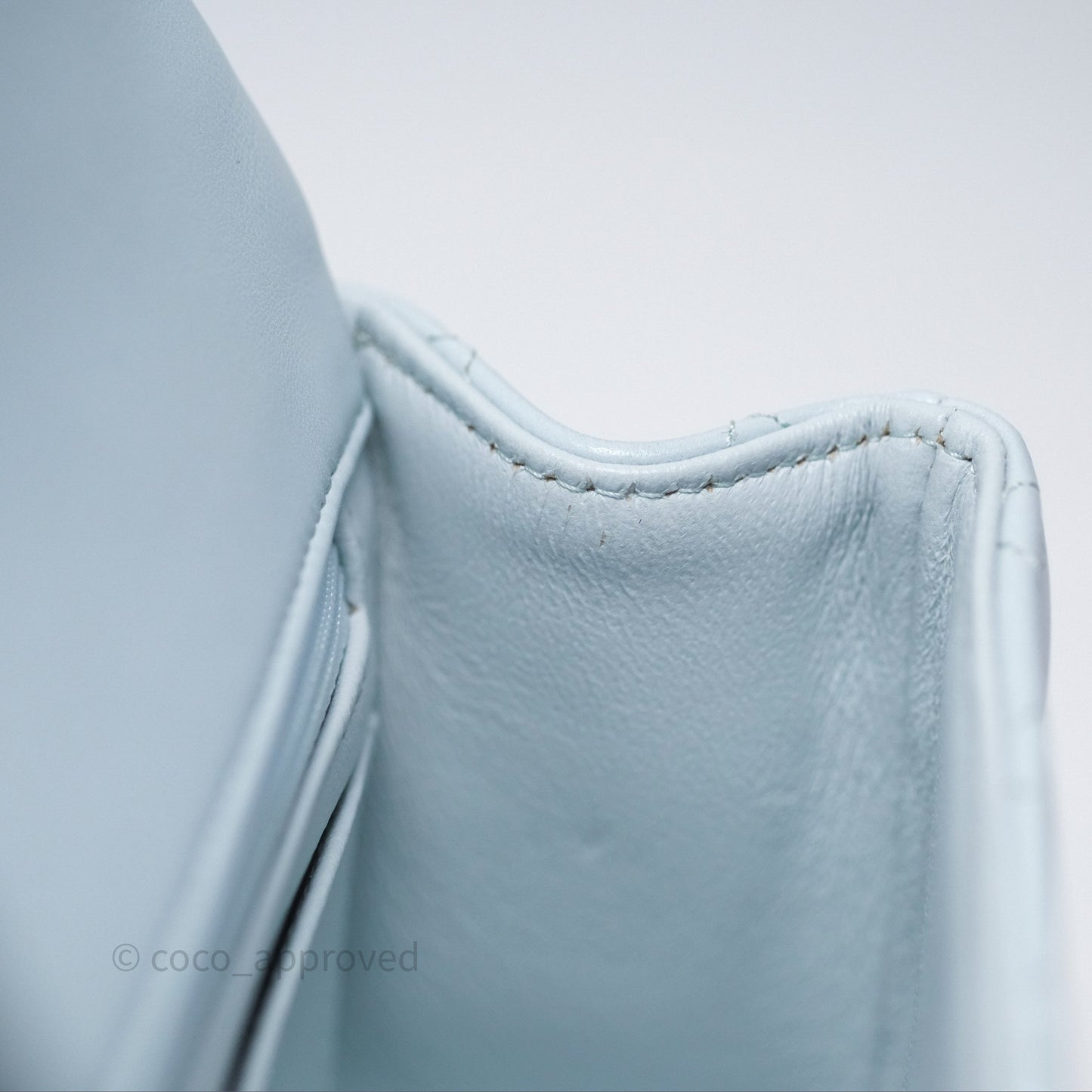 Chanel Top Handle Mini Rectangular Flap Light Blue Lambskin Gold Hardware
