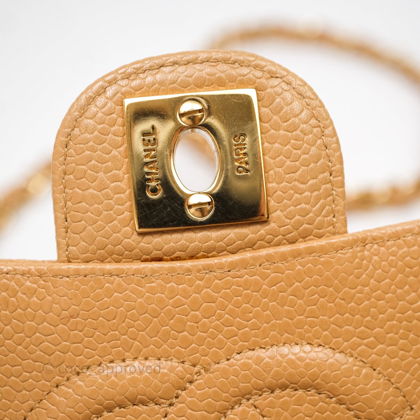 Chanel Vintage Mini Square Beige Caviar Gold Hardware