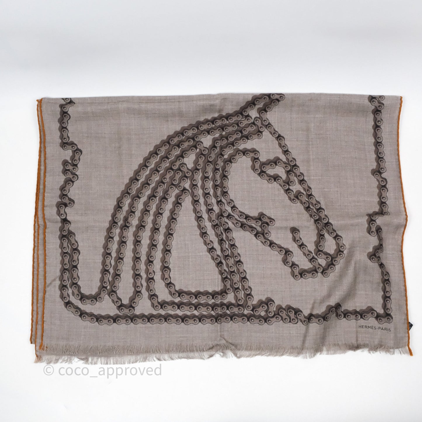Hermès Cheval Dechaine Rectangle Scarf Etoupe/ Taupe