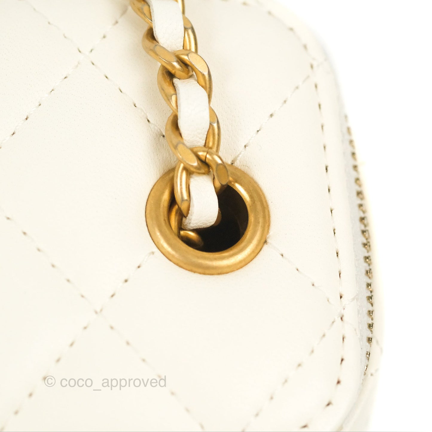 Chanel Mini Pearl Crush Vanity With Chain White Gold Hardware