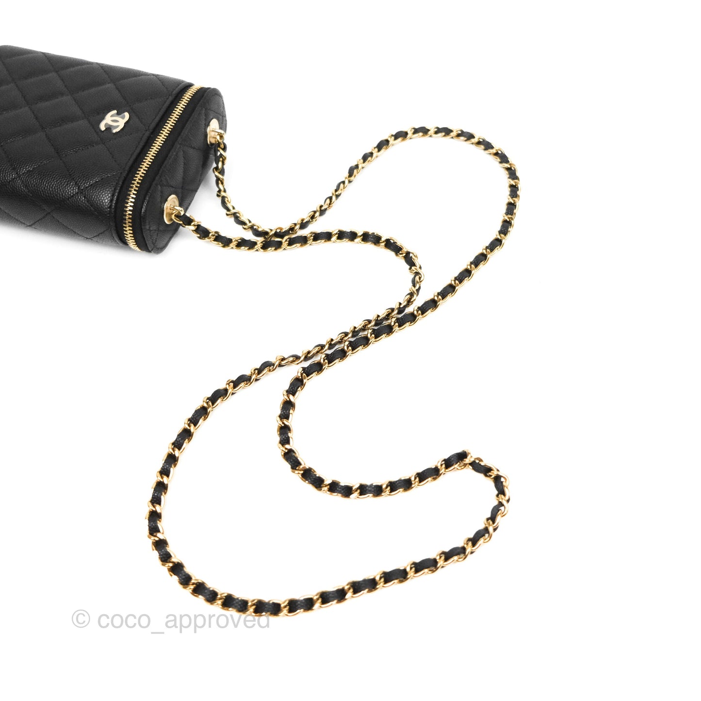 Chanel Classic Mini Vanity With Chain Black Caviar Gold Hardware