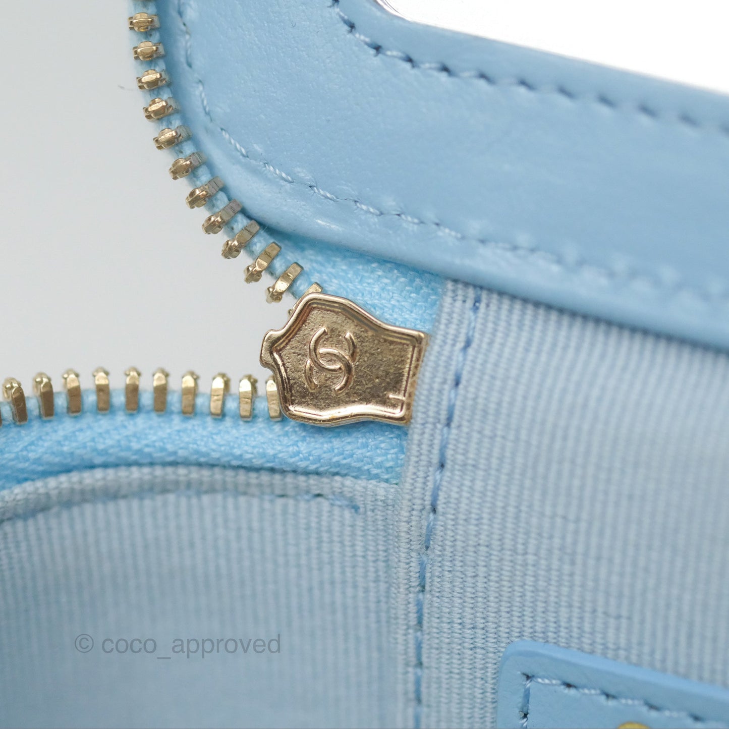 Chanel Mini Vanity Coco Chain Blue Lambskin Gold Hardware