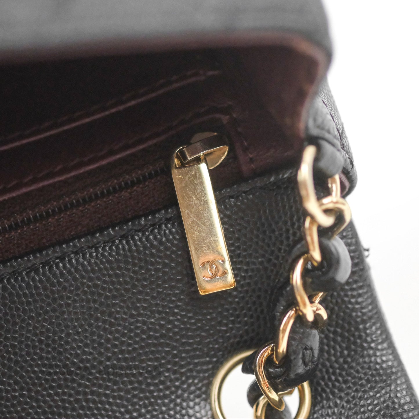 Chanel Quilted Mini Rectangular Black Caviar Gold Hardware 17B