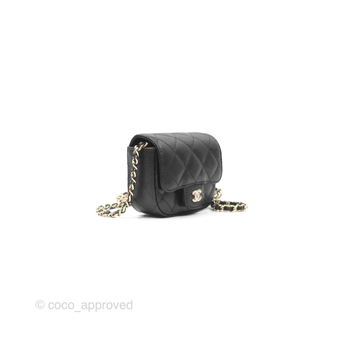 Chanel Mini Clutch With Chain Black Caviar Gold Hardware