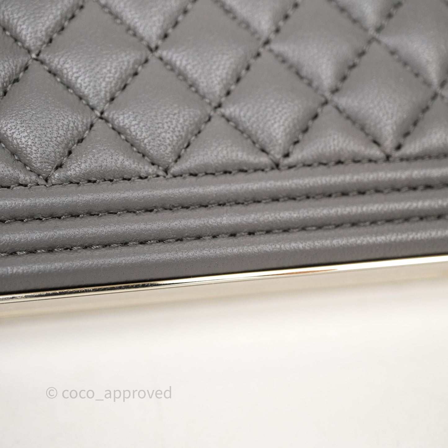 Chanel Grey Boy Mini Clutch Lambskin Gold Hardware