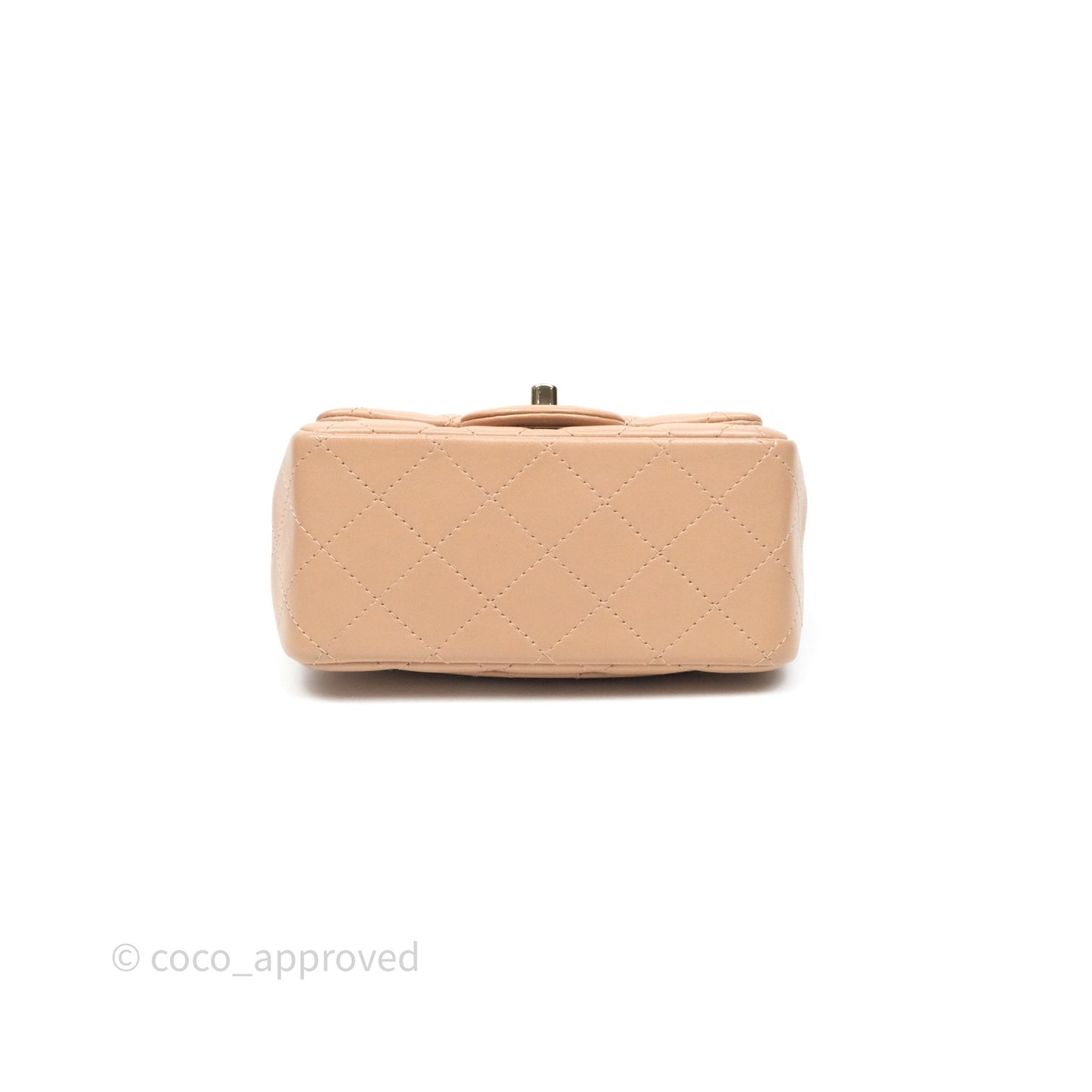 Chanel Mini Square Flap Quilted Beige Lambskin Gold Hardware