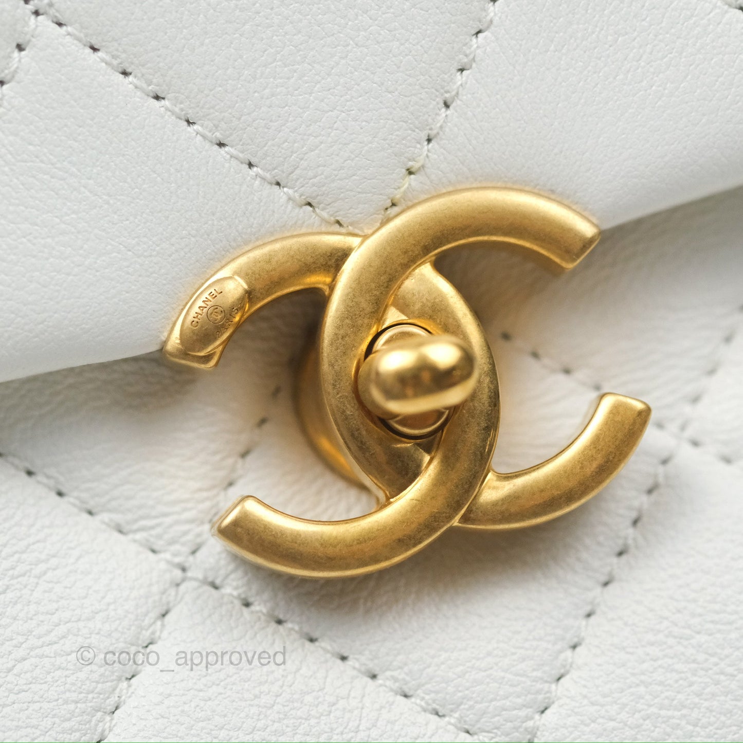 Chanel Adjustable Flap Bag White Calfskin Aged Gold Hardware