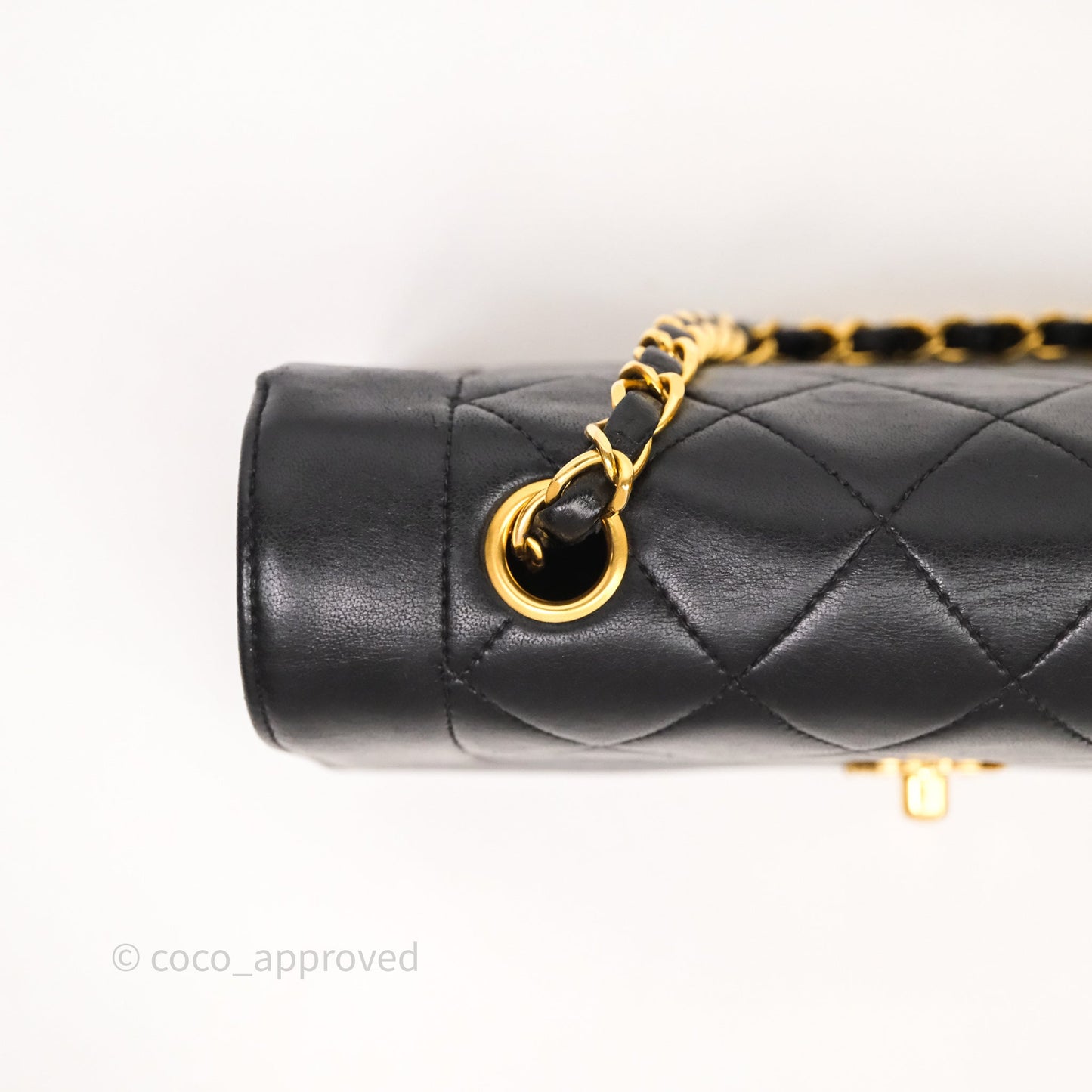 Chanel Vintage Small Classic Diana Flap Bag Black Lambskin 24K Gold Hardware