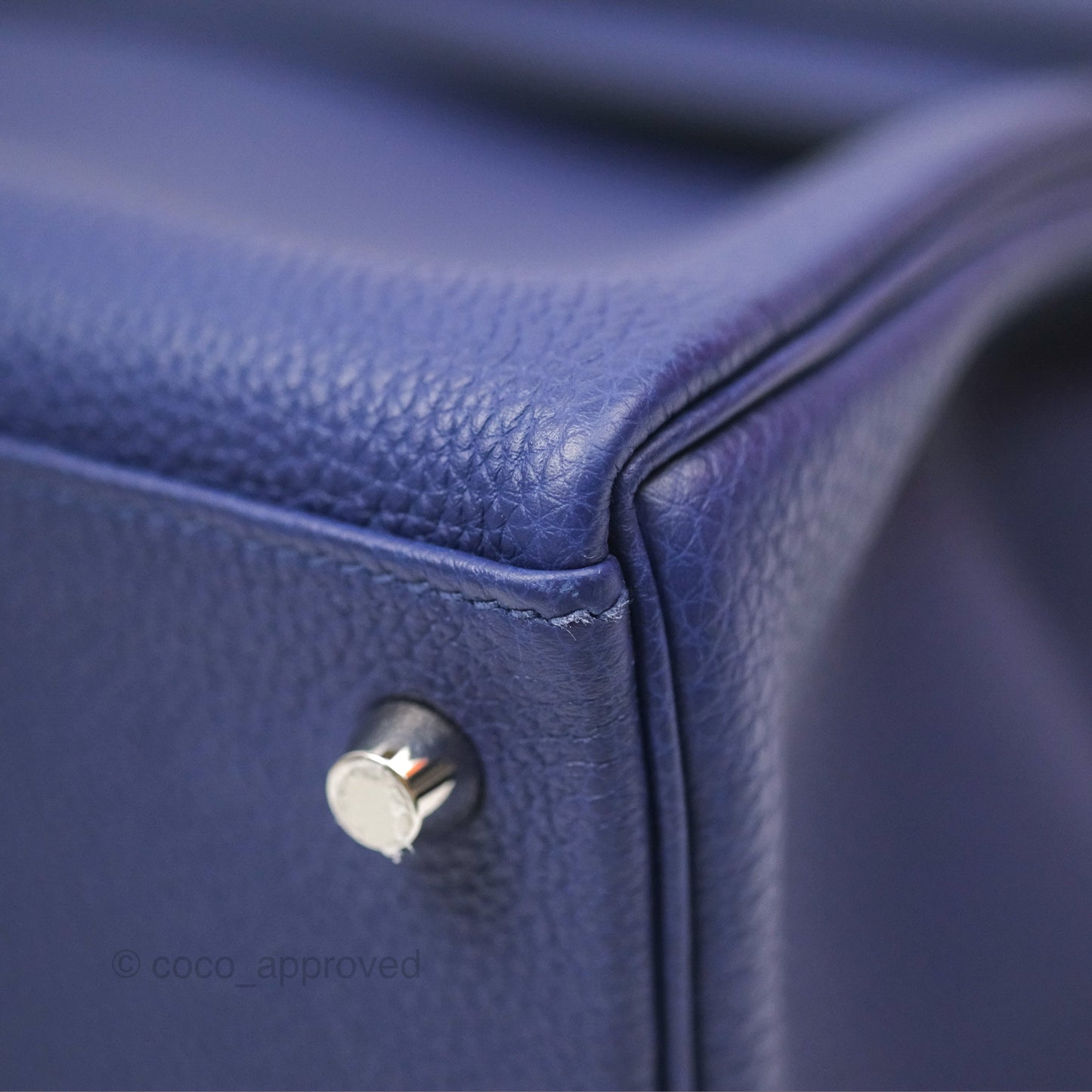 Hermès Kelly 32 Retourne Touch Bleu Encre Croc TM Palladium Hardware