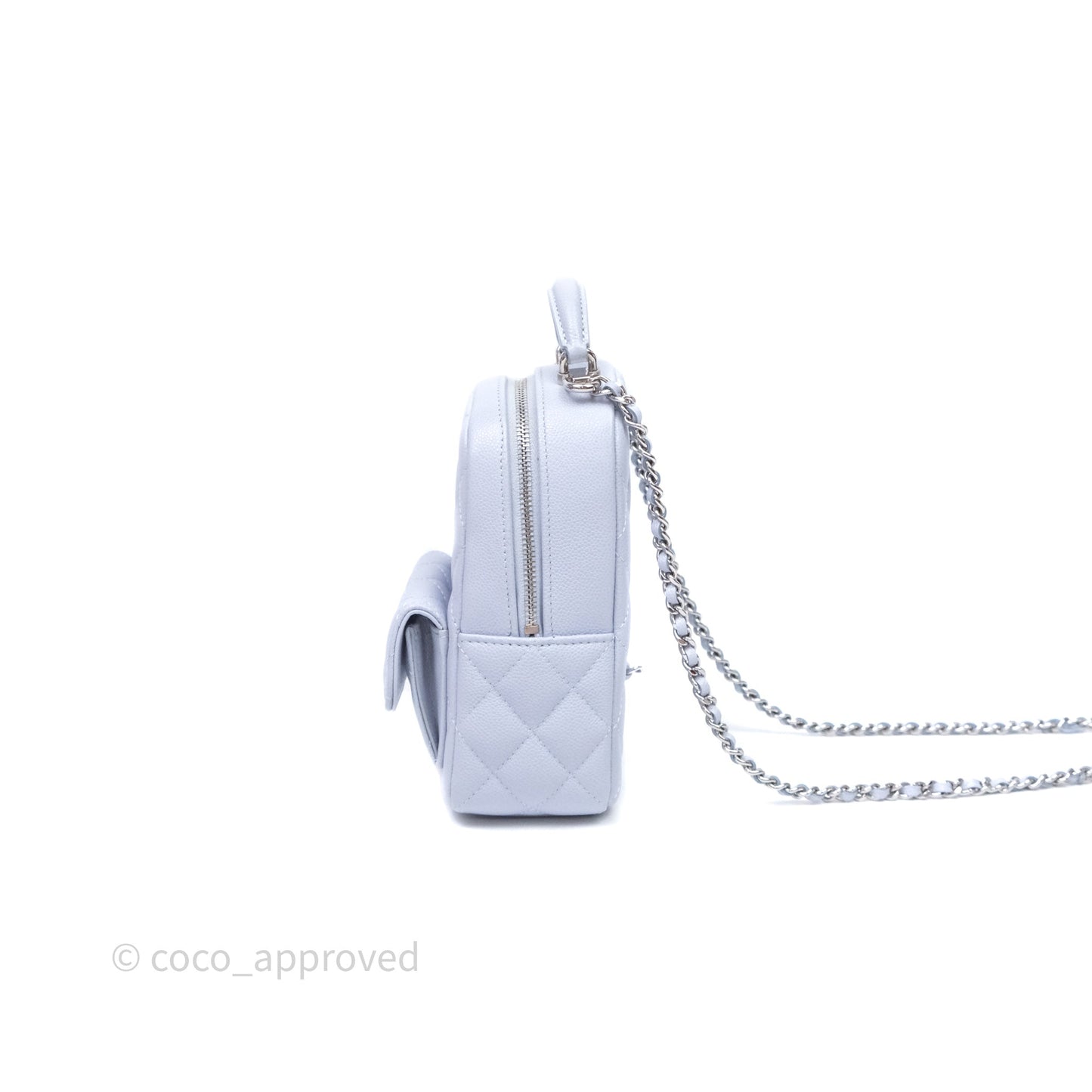 Chanel Classic Mini Backpack Light Blue Caviar Silver Hardware