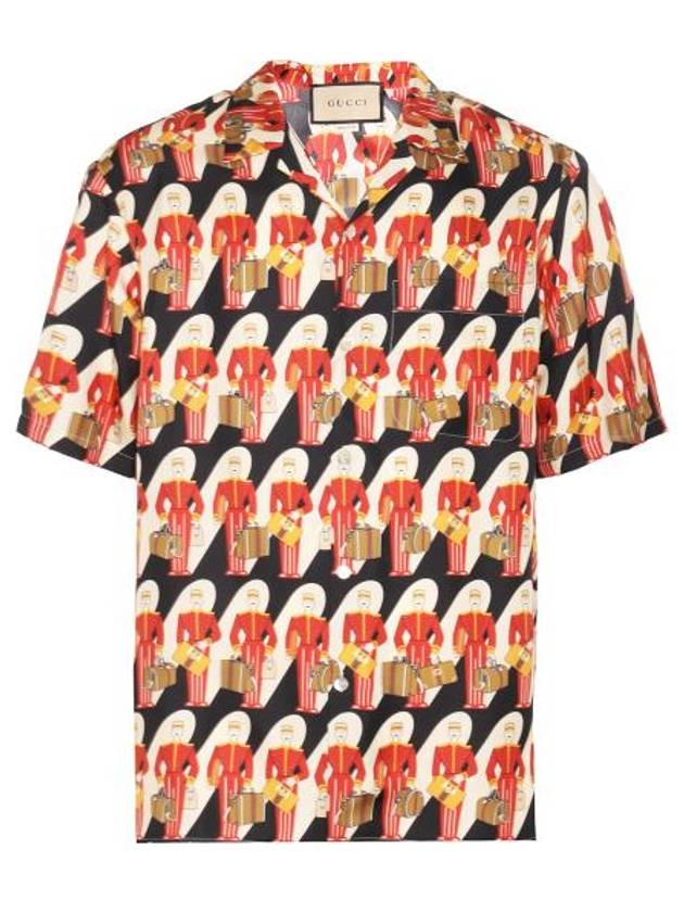 Luxury Gucci Trending 2025 Porter Print Silk Short Sleeve Shirt
