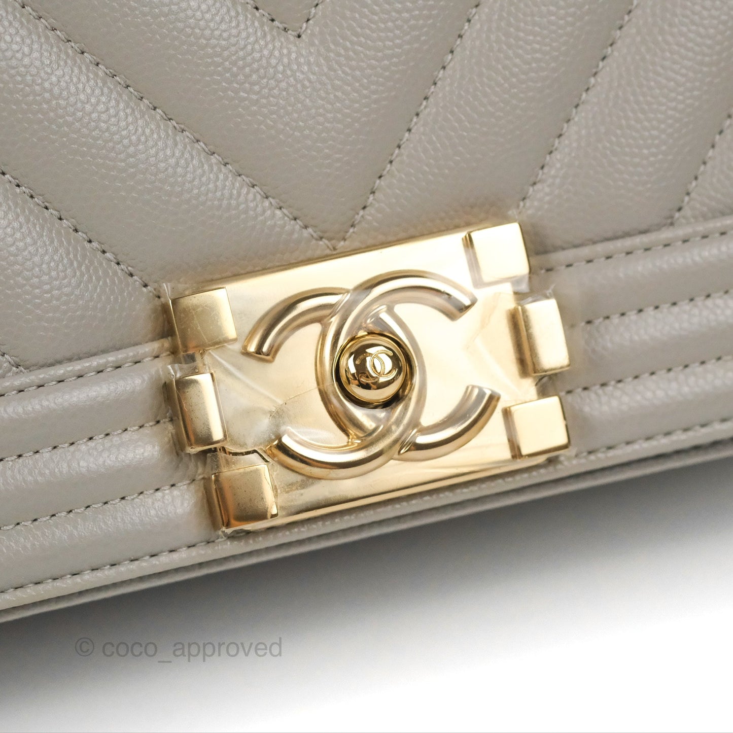 Chanel Medium Boy Chevron Grey Caviar Gold Hardware