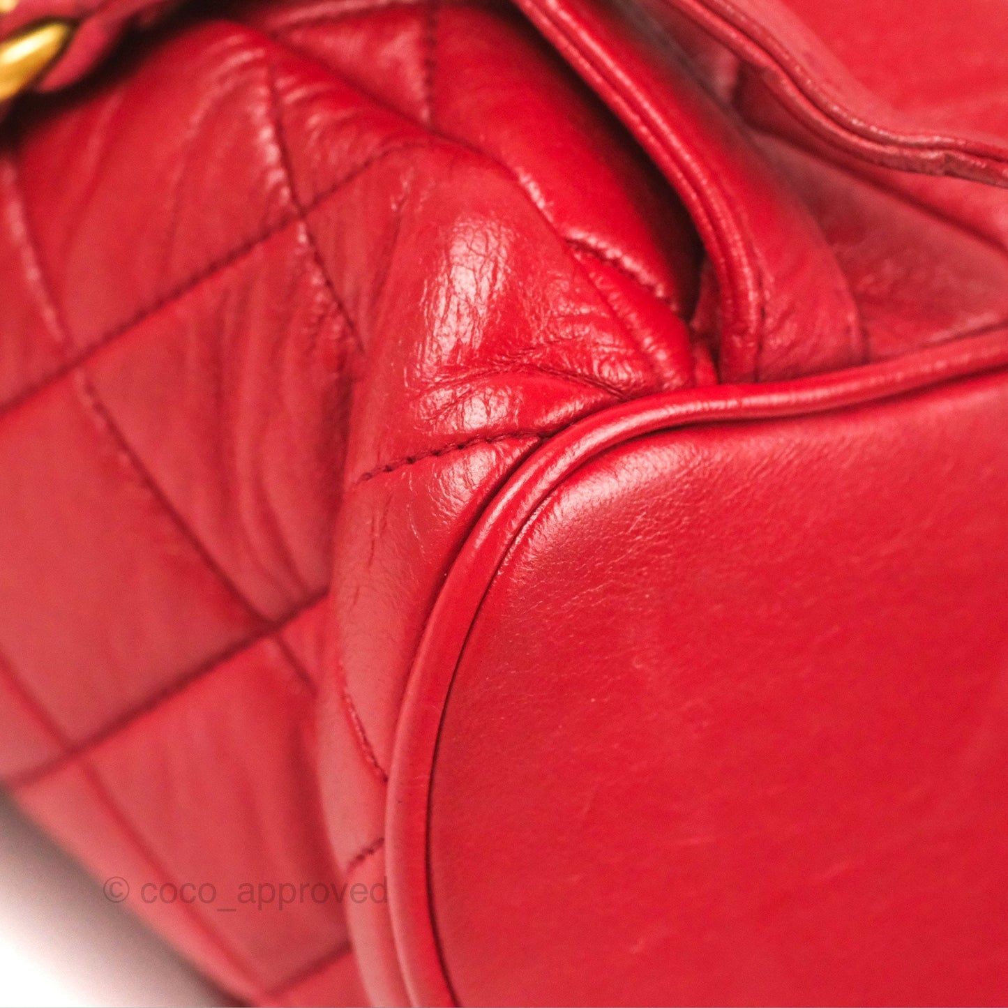 Chanel Vintage CC Duma Backpack Red Lambskin 24K Gold Hardware