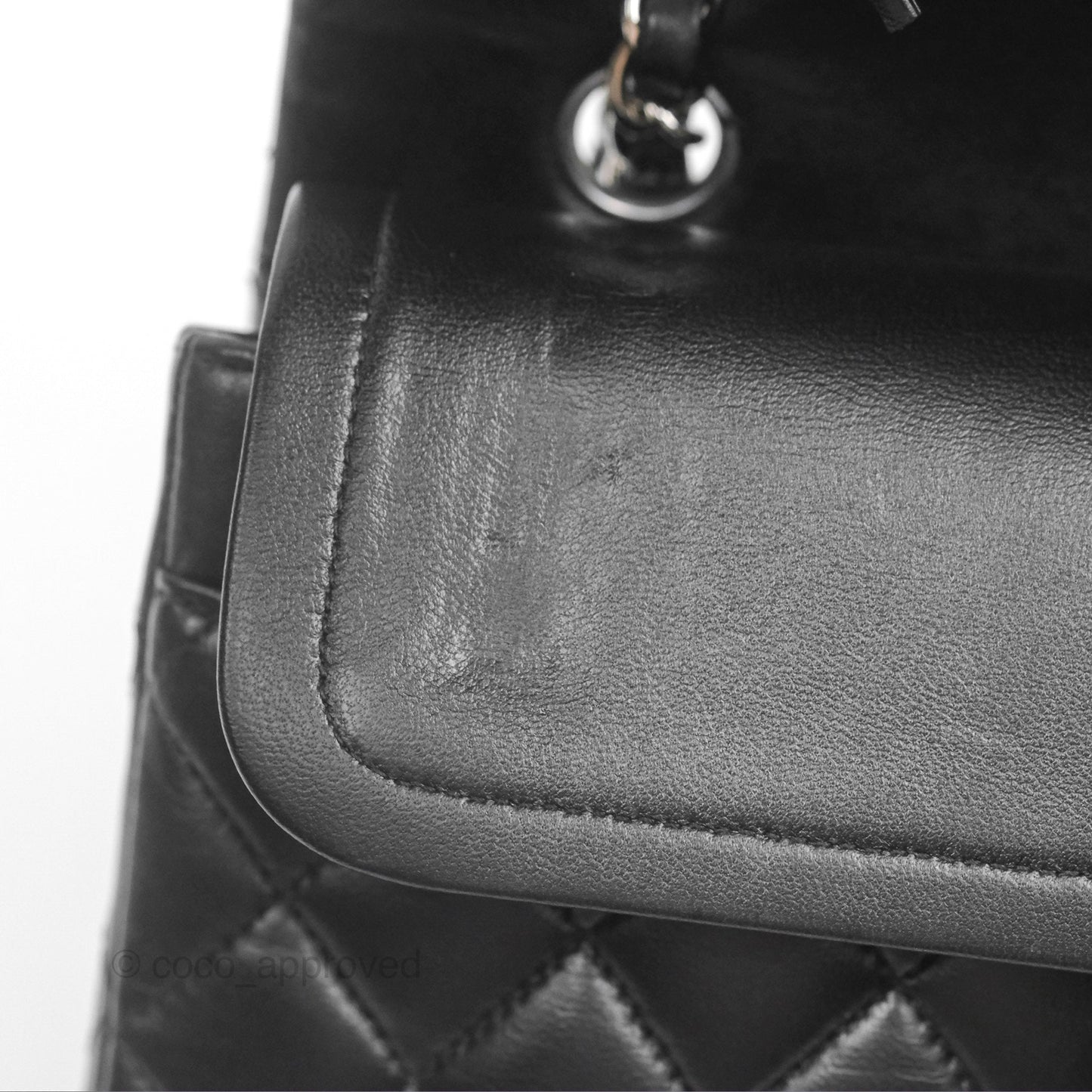 Chanel Classic M/L Medium Flap Quilted Black Lambskin Silver Hardware