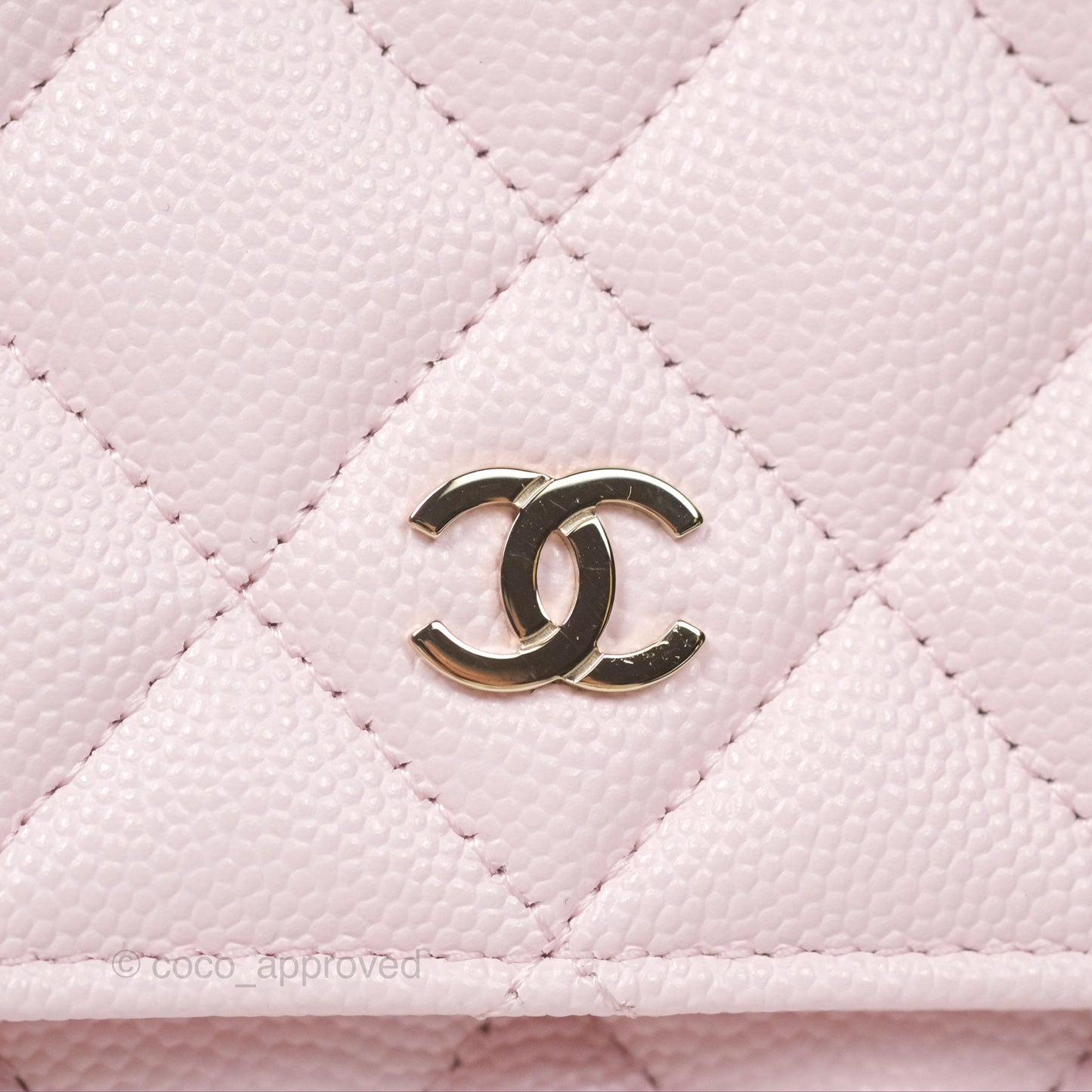 Chanel Classic Quilted Wallet On Chain WOC Sakura Pink Caviar Gold Hardware