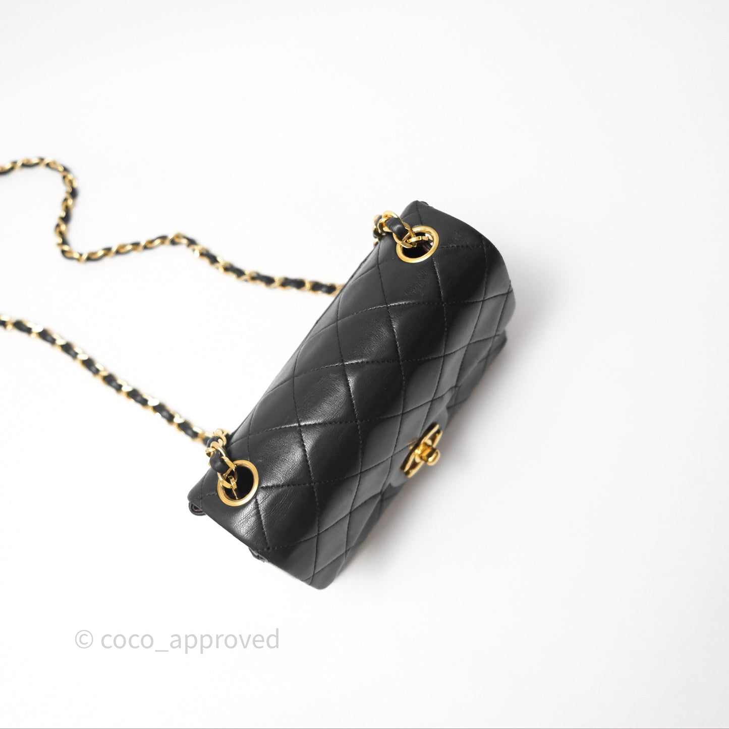 Chanel Vintage Mini Square Black Lambskin 24K Gold Hardware