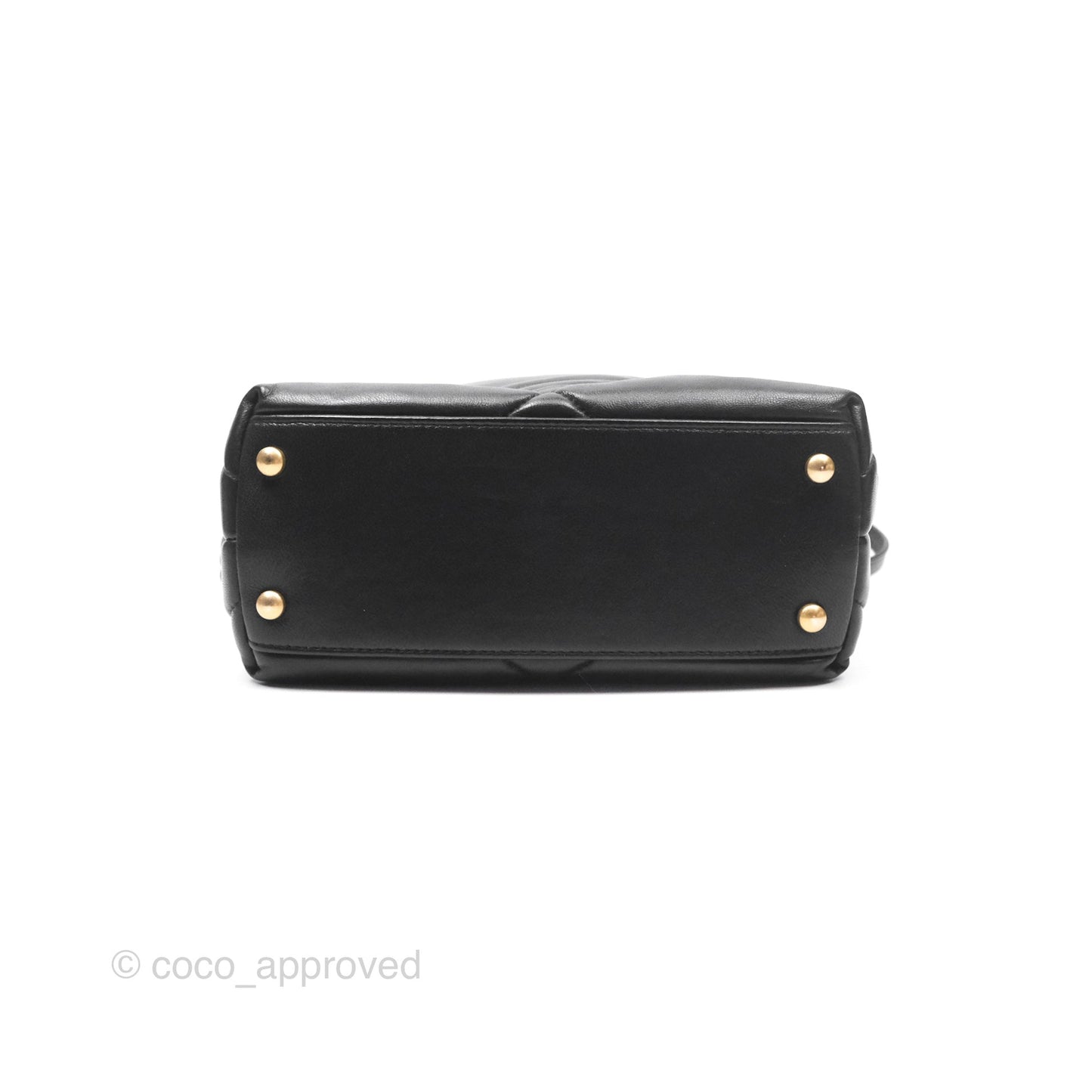 Chanel Small Quilted Bowling Bag Black Lambskin Aged Gold Hardware